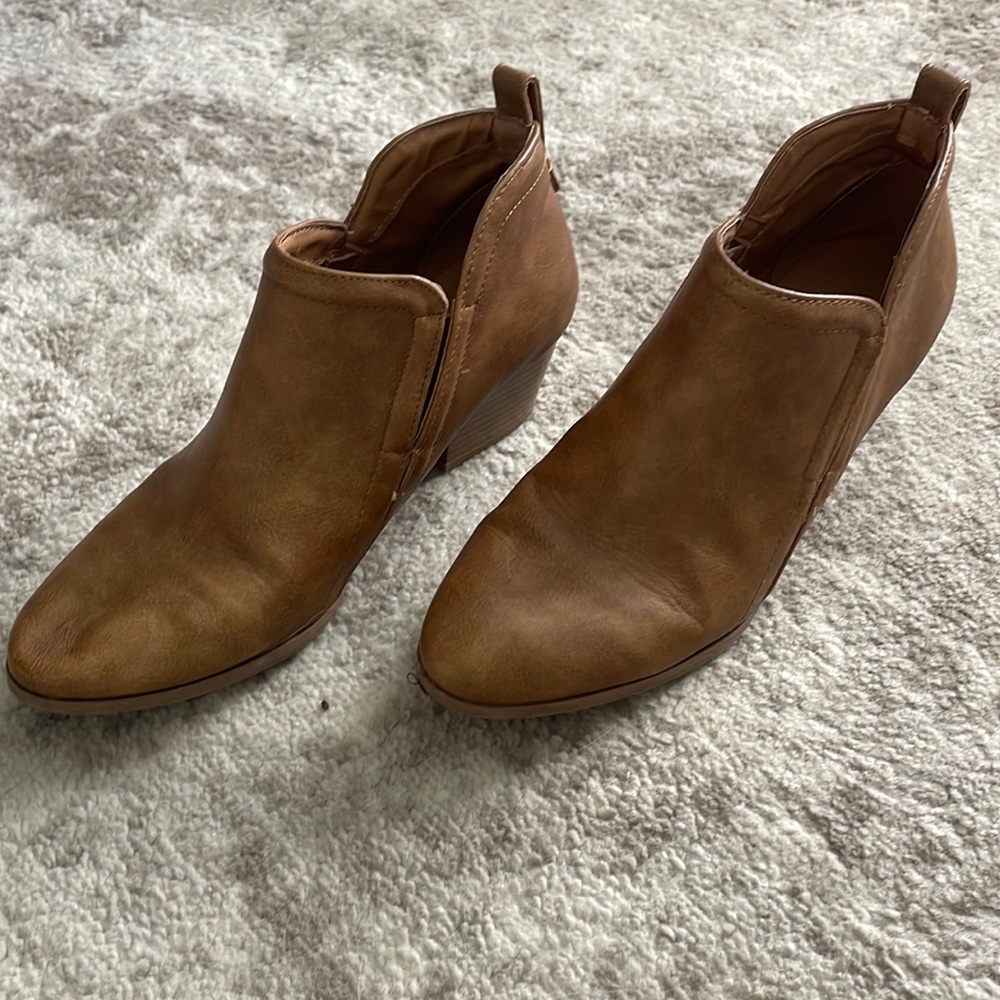 Tan leather booties